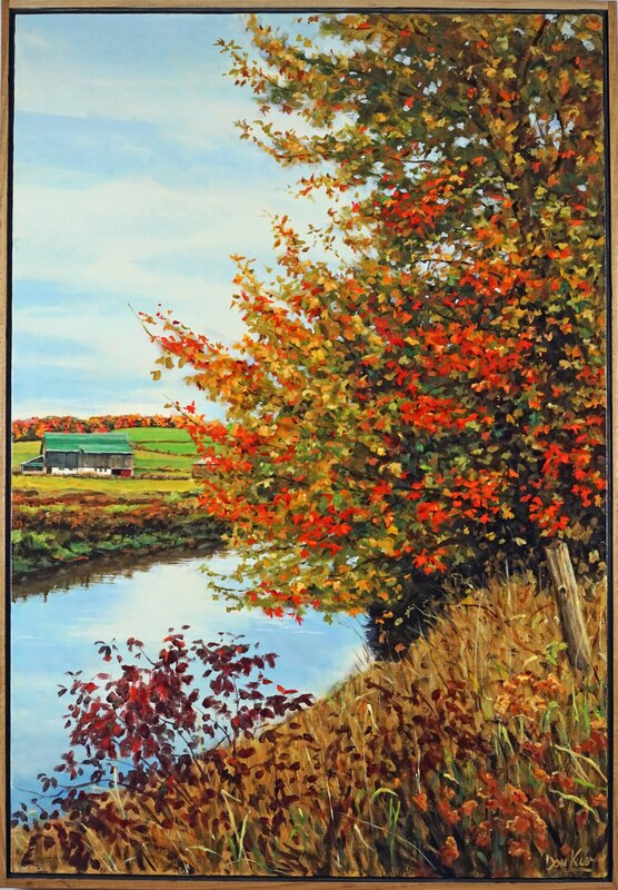 autumn
river
farm scene