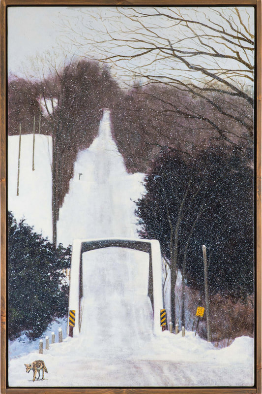 old bridge
coyote
painting
winter
snow
rural