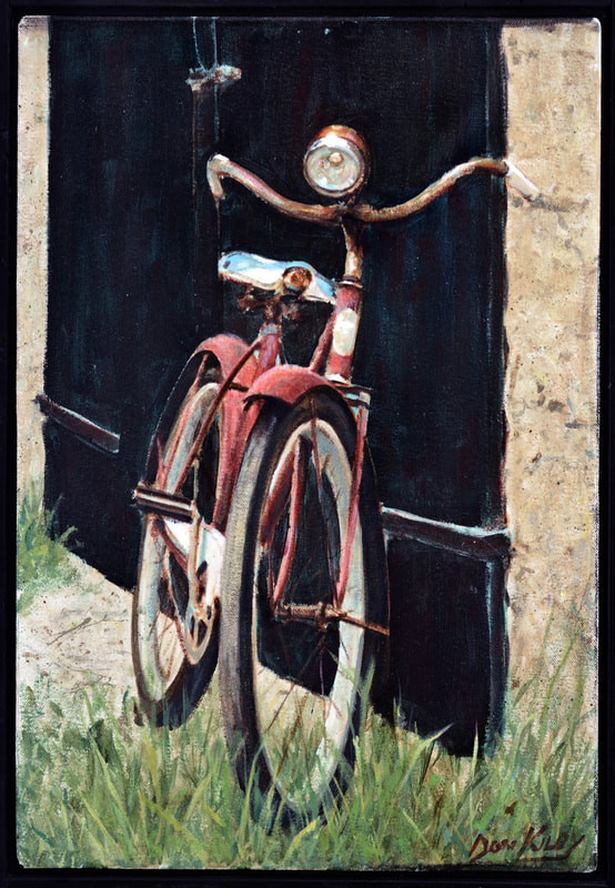 red bike
old bike
painting